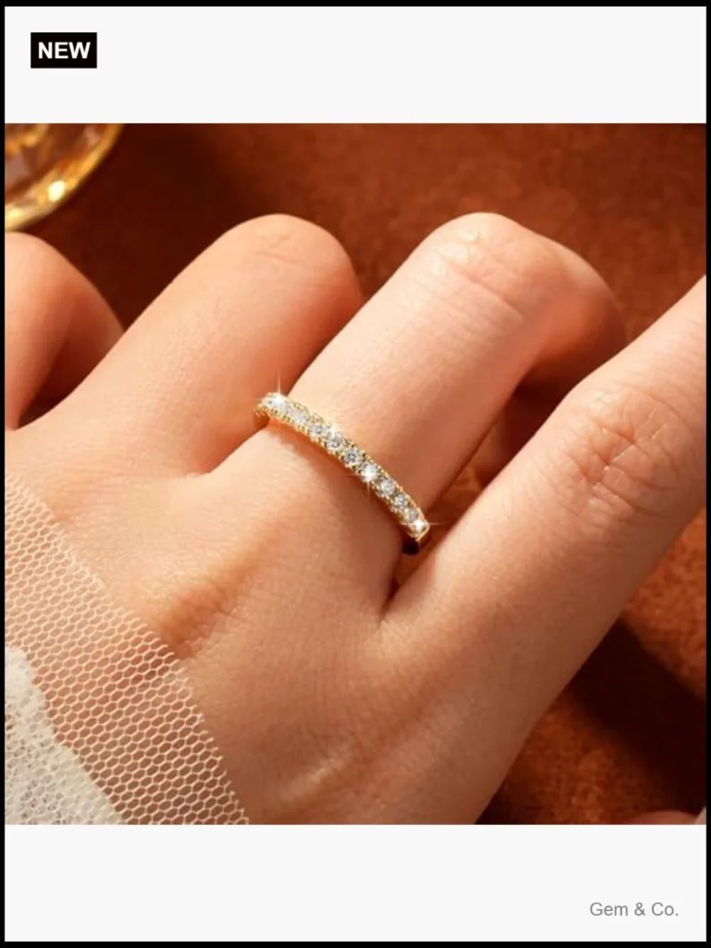 14K Gold Plated Simulated Diamond Moissanite Eternity Ring - Half Eternity